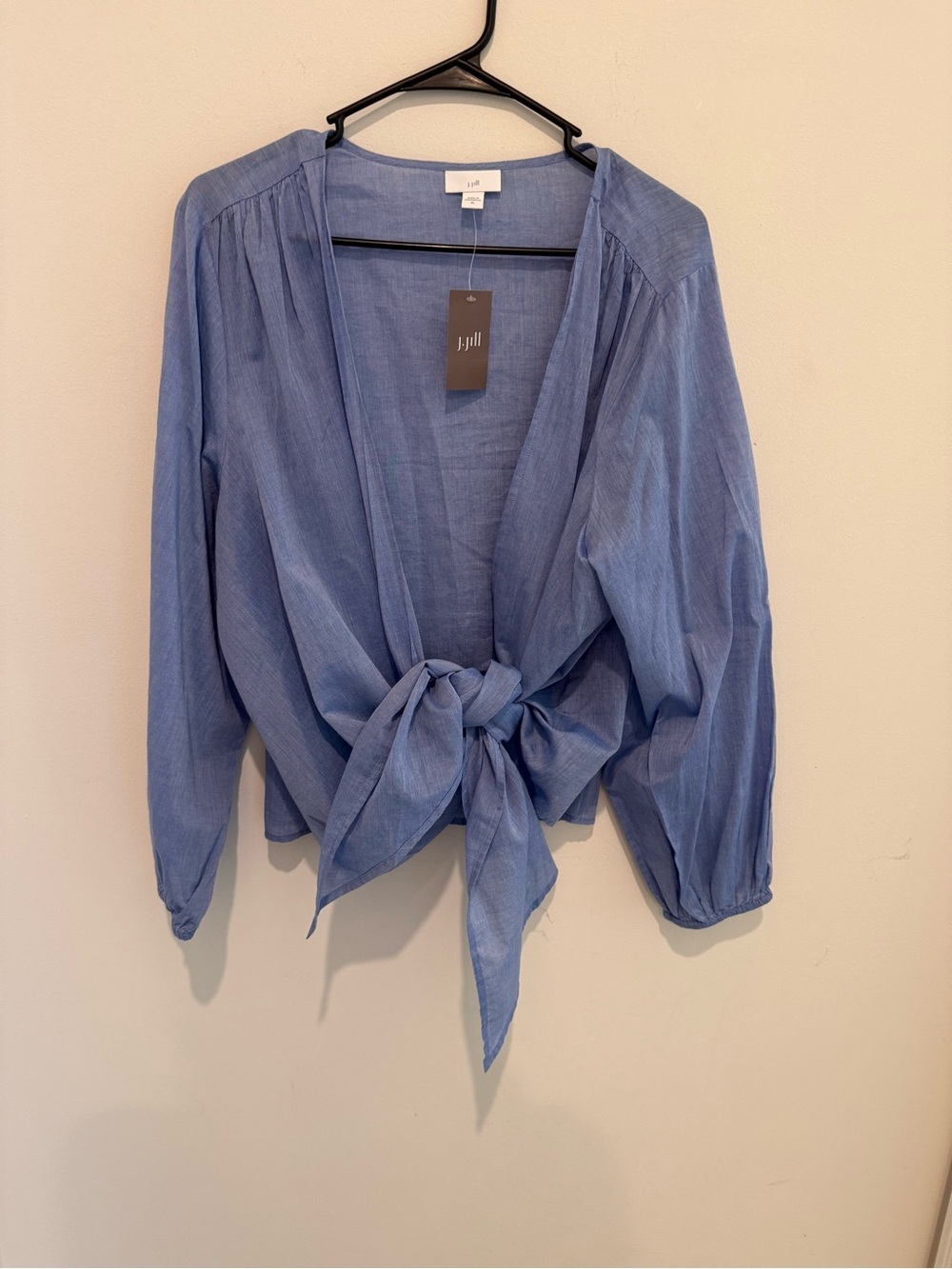 J. Jill Chambray Blue Tie-Front Blouse